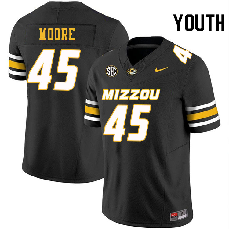 Youth #45 Joe Moore Missouri Tigers College Football Jerseys Stitched-Black